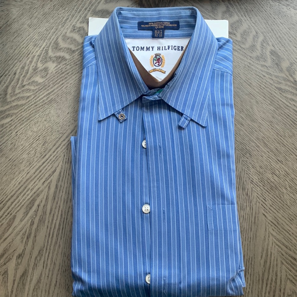 Long sleeve button down, Tommy Hilfiger, blue stripe 15.5/32-33